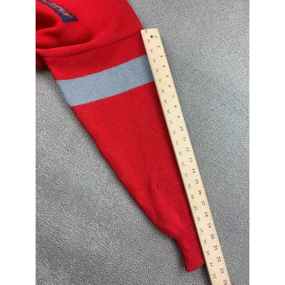 Vintage Serac Apres Ski Sweater Men M Red Globe Patch 80s Retro Hong Kong Made‎
